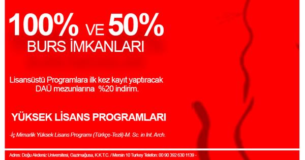 İç Mimarlık Bölümü Yüksek Lisans Programları için Burs Imkanları